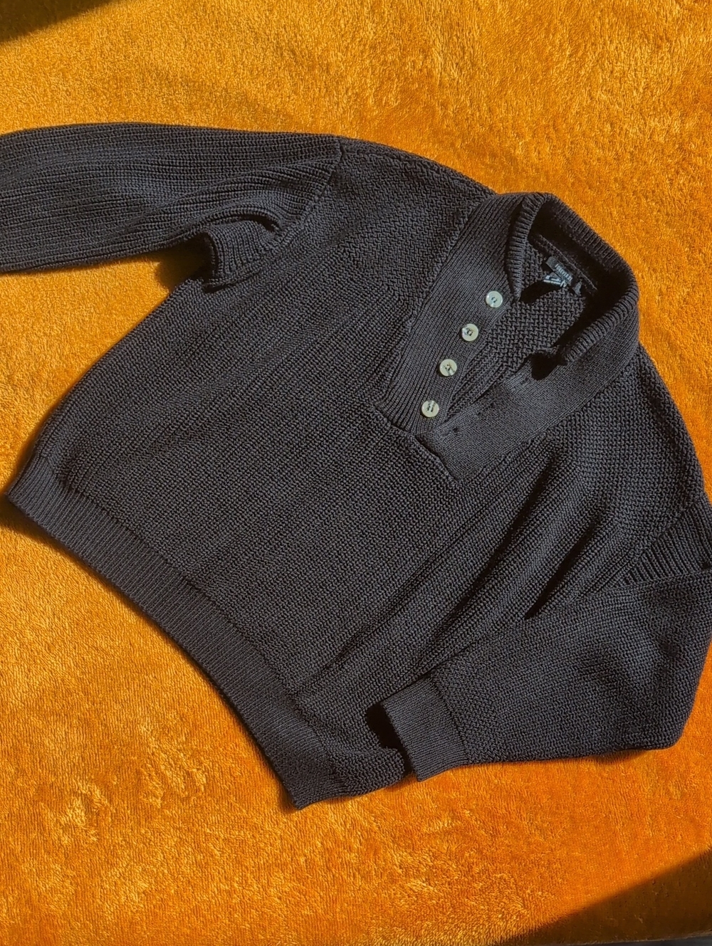 Forever 21 Womens Black Knit Style  Button-Neck Sweater